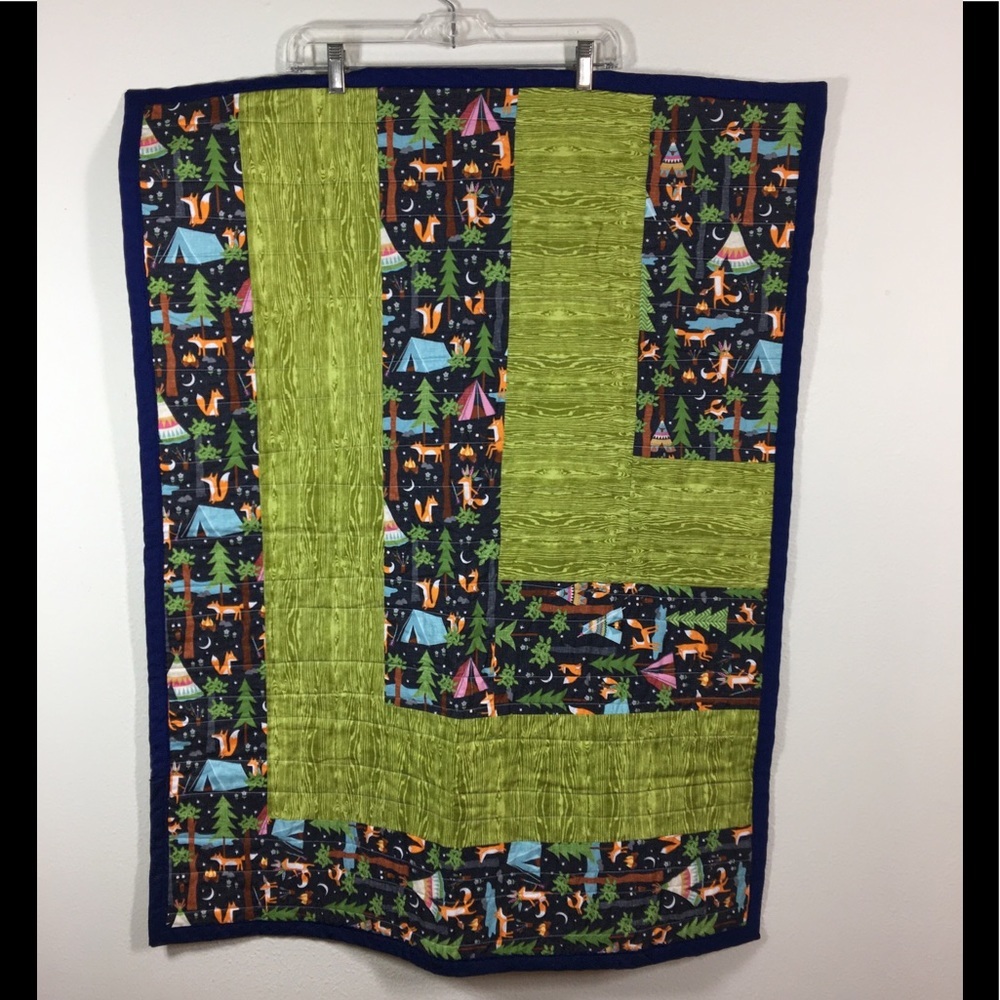 Handmade baby quilt green